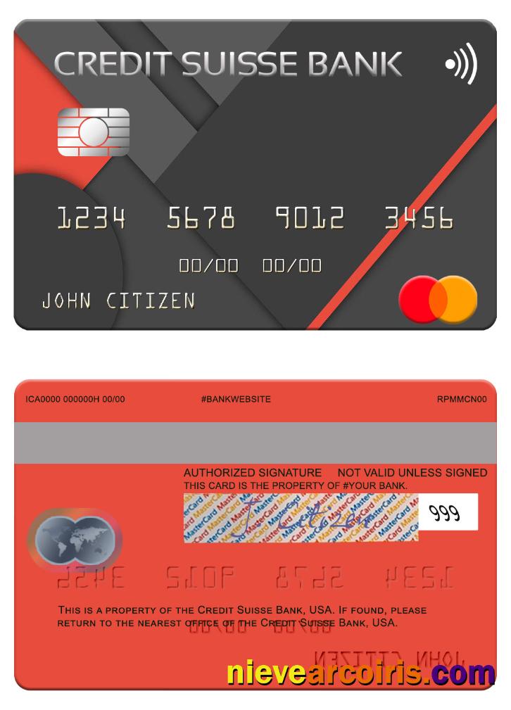 USA Credit Suisse Bank mastercard